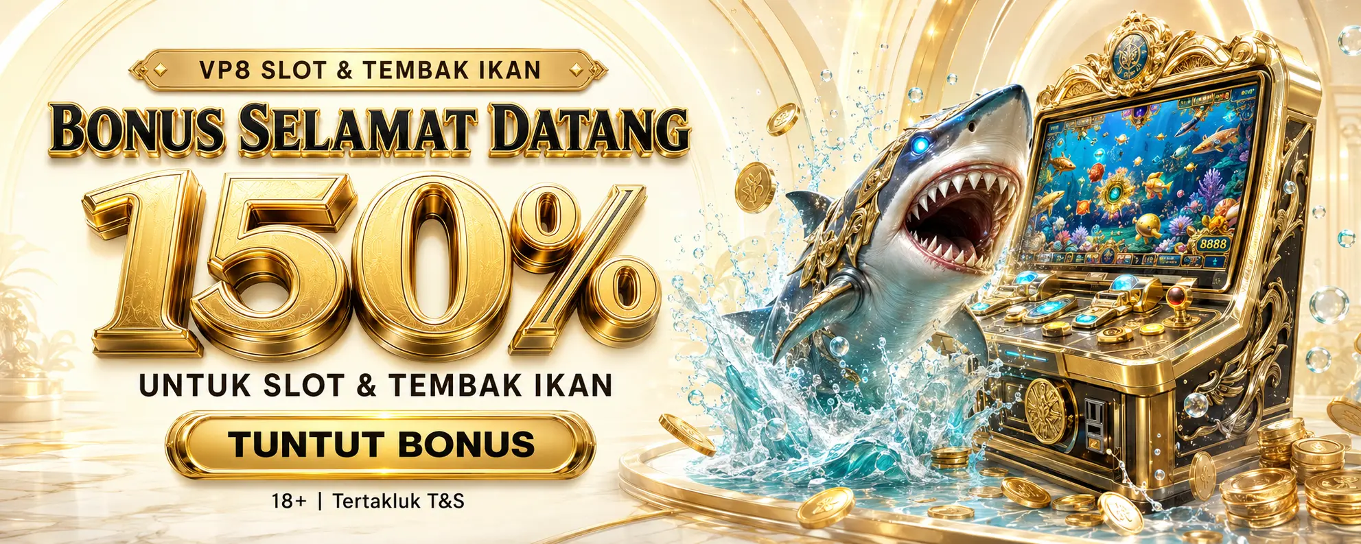 Bonus sehingga 150 peratus untuk permainan Slot dan Tembak Ikan di VP8MY Malaysia