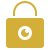 Golden padlock with privacy eye symbol icon.