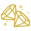 Gold sparkling diamond icon.