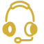 Gold customer service headset icon.