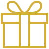 Gold bonus gift box icon.