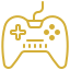 Gold video game controller icon.