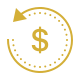 Gold dollar symbol with circular arrow icon.