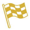 Gold chequered finish flag icon.