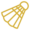 Gold badminton shuttlecock icon.