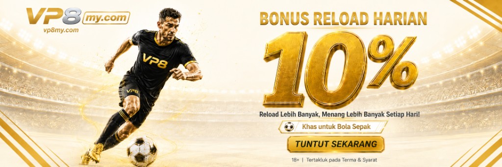 Daily 10 percent reload bonus promotion banner for football betting